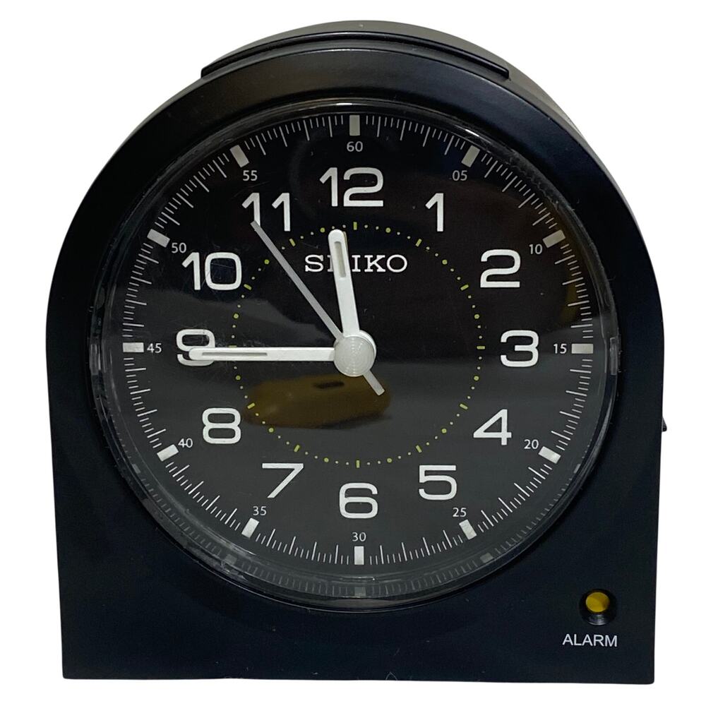 Seiko Bedside Alarm Clock Quiet Sweep Quartz Analog QHE085KLH Black Zenith